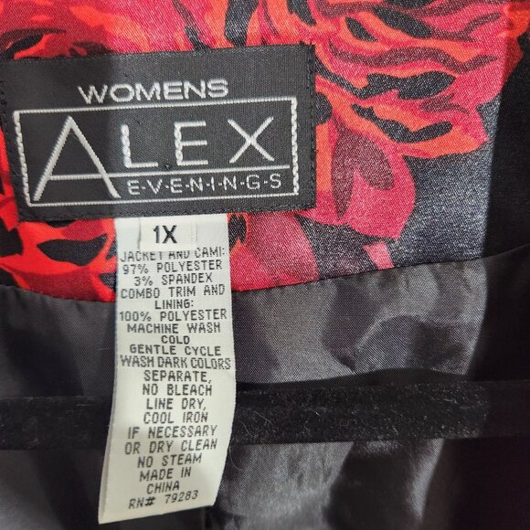 Alex Evenings Womens Black & Red Floral Jacket & Camisole 2-Piece Set Size 1X - Picture 2 of 16